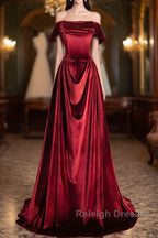 Wine Red Velvet Floor Length Long Formal Dress, A-Line Velvet Bridesmaid Dress