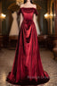 Wine Red Velvet Floor Length Long Formal Dress, A-Line Velvet Bridesmaid Dress