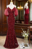 Wine Red Velvet Mermaid Long Prom Dresses Wine Red Vekvet Prom Dresses