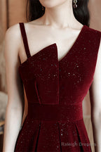 Wine Red Velvet Short Prom Dresses Homecoming Dresses Wine Red Bridesmaid Dresses