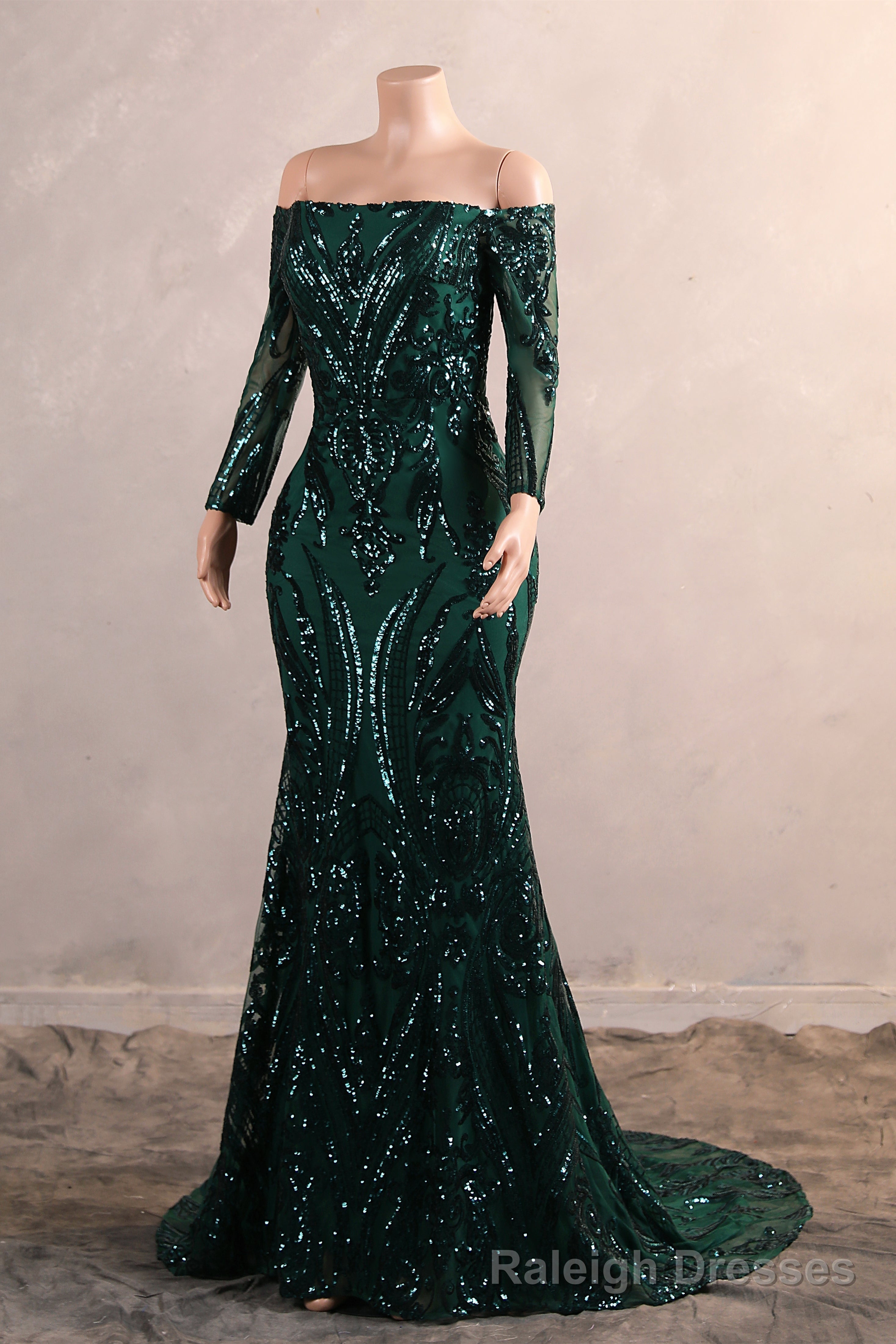 Womens Off Shoulder Mermaid Green Prom Dresses Bride Bridesmaid Dress Evening Party Gowns Secondary image