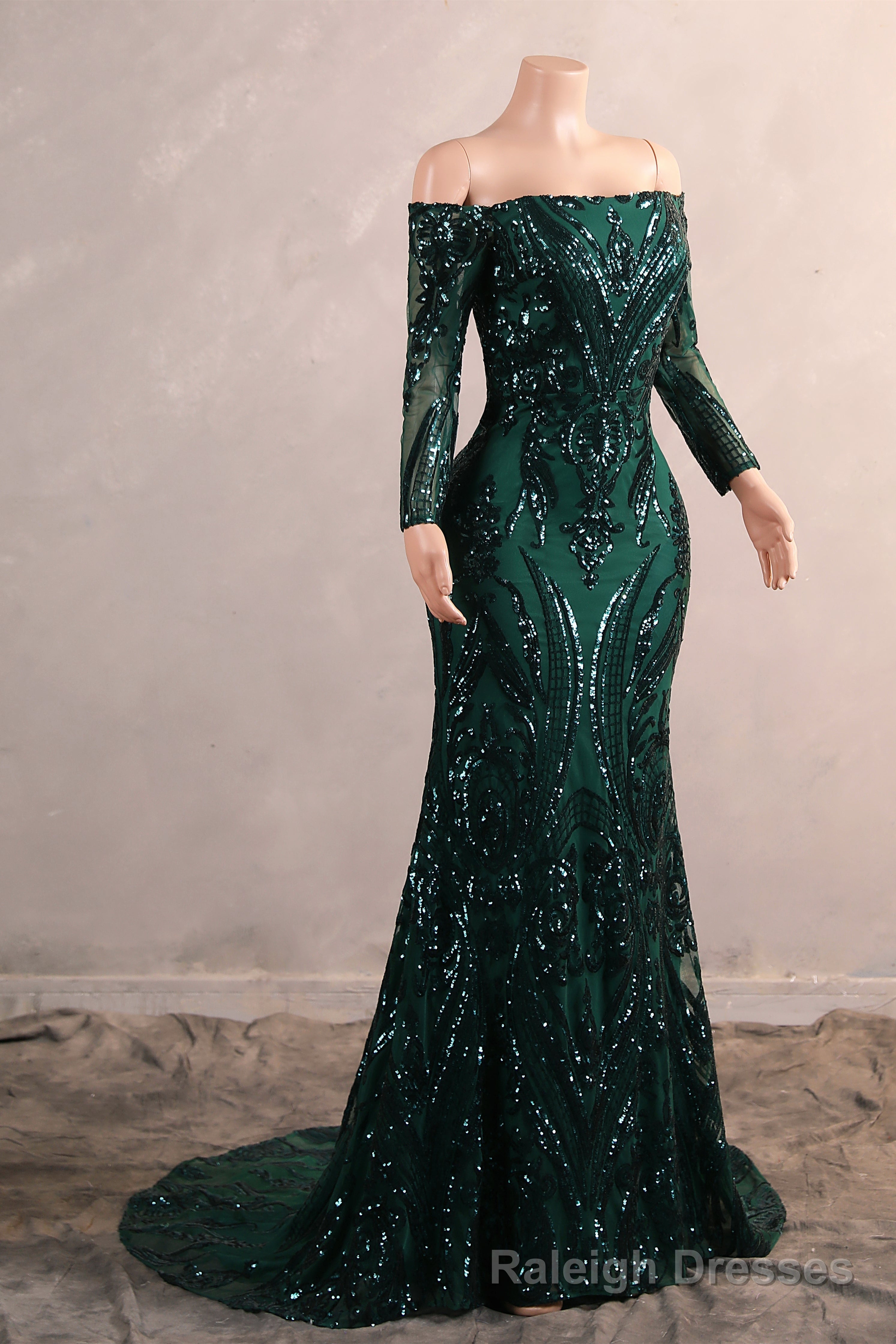 Womens Off Shoulder Mermaid Green Prom Dresses Bride Bridesmaid Dress Evening Party Gowns