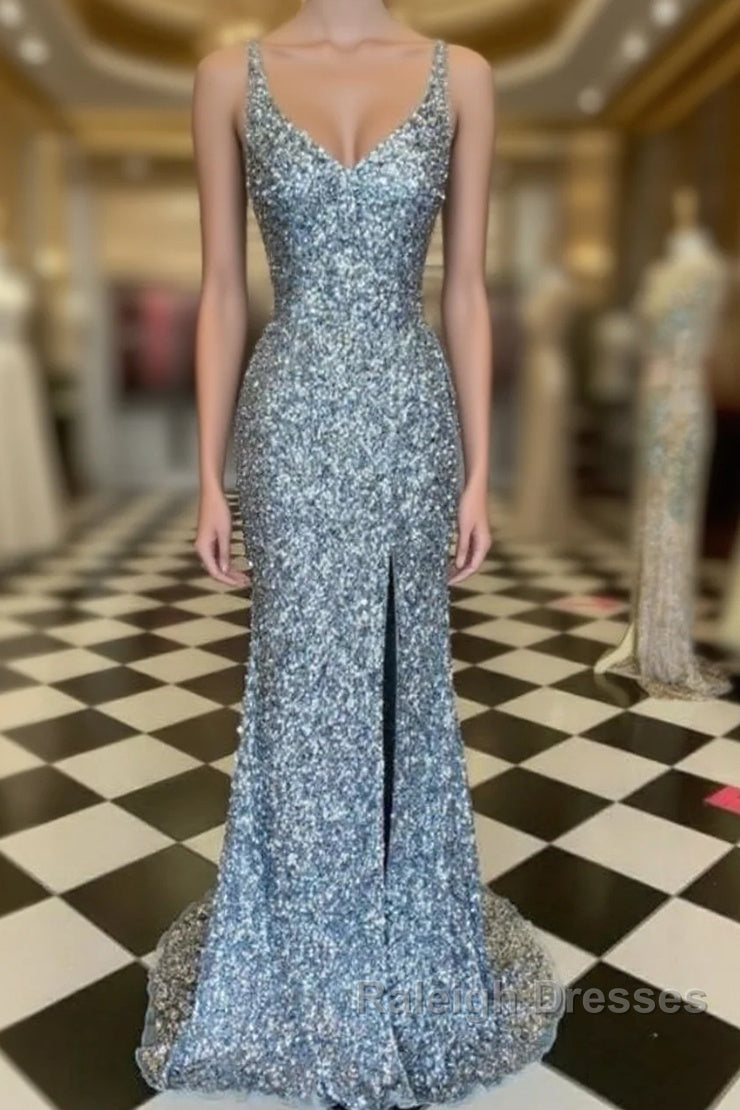 WomenS Spaghetti Straps Sequins Sparkly Prom Dress Formal Graduation Evening Dresses