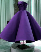WomenS Strapless Satin Midi Prom Dress