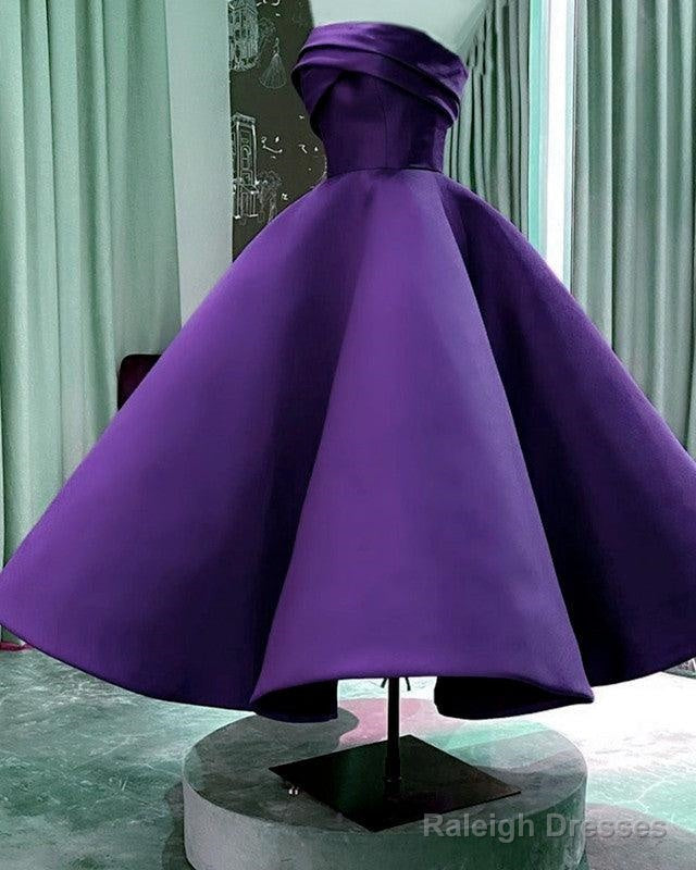 WomenS Strapless Satin Midi Prom Dress