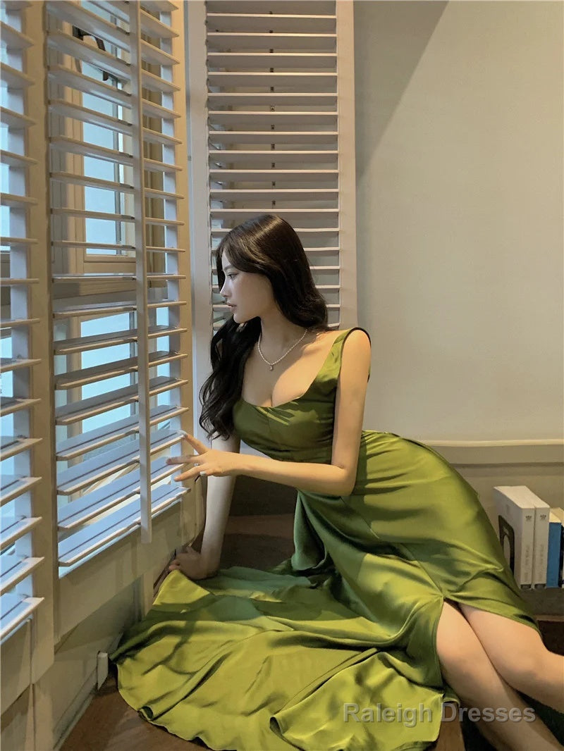 WomenS Suspender Dress Satin Long  Prom Dresses Formal Dress Secondary image