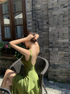 WomenS Suspender Dress Satin Long  Prom Dresses Formal Dress