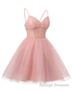 Womens V Neck Tulle Spaghetti Straps Olive Green Homecoming Dresses with Corset Back Short Prom Gowns for Teens