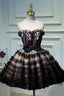 Black Layers Tulle Short Prom Dress, A Line Homecoming Prom Dress