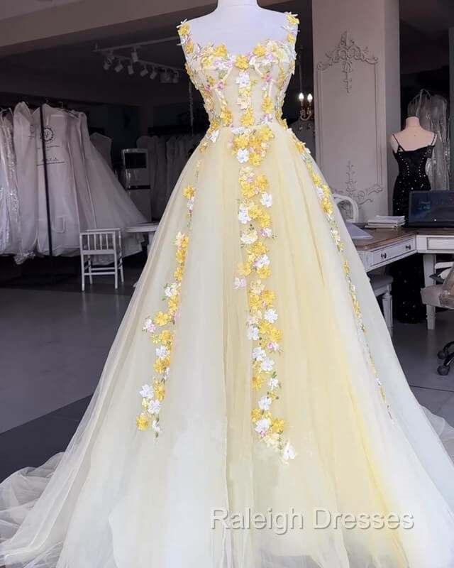 Yellow 3D Lace Embroidery Tulle Corset Dress Secondary image