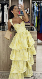 Yellow Dresses Fashion Elegant Prom Dress Vintage Princess Female Prom Dresses