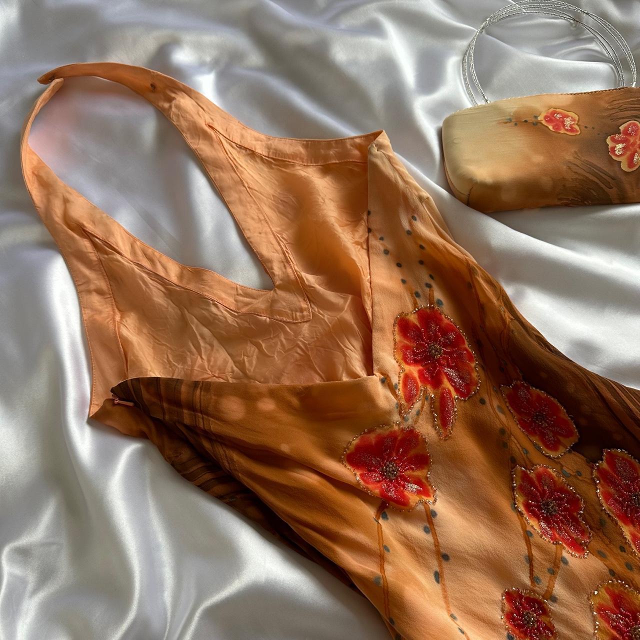 Orange Yellow Fashion Halter Floral Beading Long Elegant Chiffon Ball Gown Evening Dress