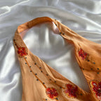 Orange Yellow Fashion Halter Floral Beading Long Elegant Chiffon Ball Gown Evening Dress