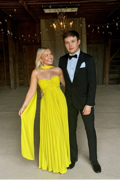 Yellow Green Fashion Simple Elegant Tube Top Off Shoulder Long Chiffon Ball Gown Party Dress Evening Dress With Scarf Secondary image