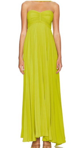 Yellow Green Fashion Simple Elegant Tube Top Off Shoulder Long Chiffon Ball Gown Party Dress Evening Dress With Scarf