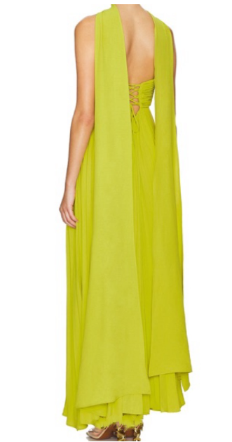 Yellow Green Fashion Simple Elegant Tube Top Off Shoulder Long Chiffon Ball Gown Party Dress Evening Dress With Scarf
