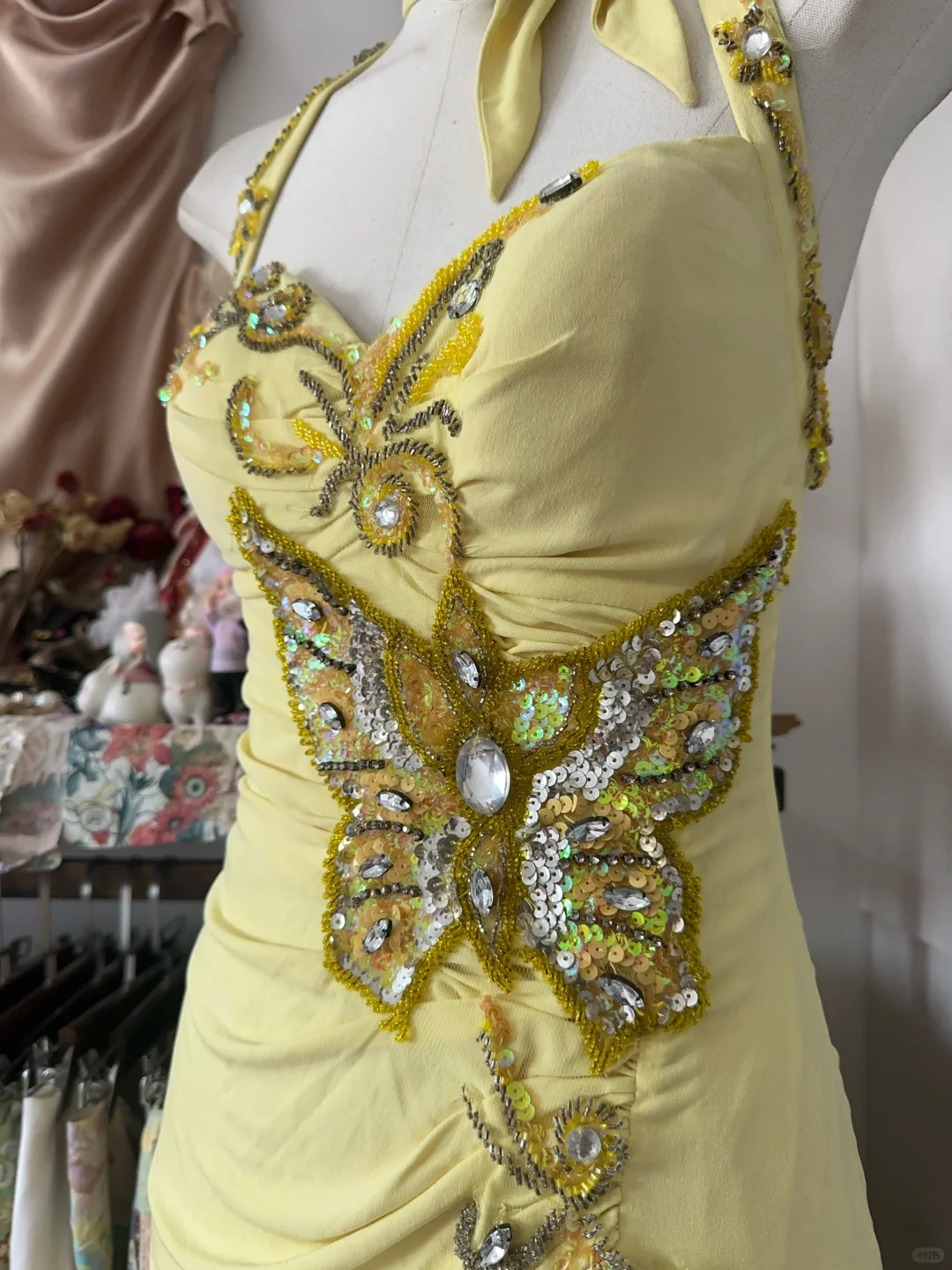 Yellow Halter Sweetheart Mermaid Vintage Long Prom Dresses Prom Dresses