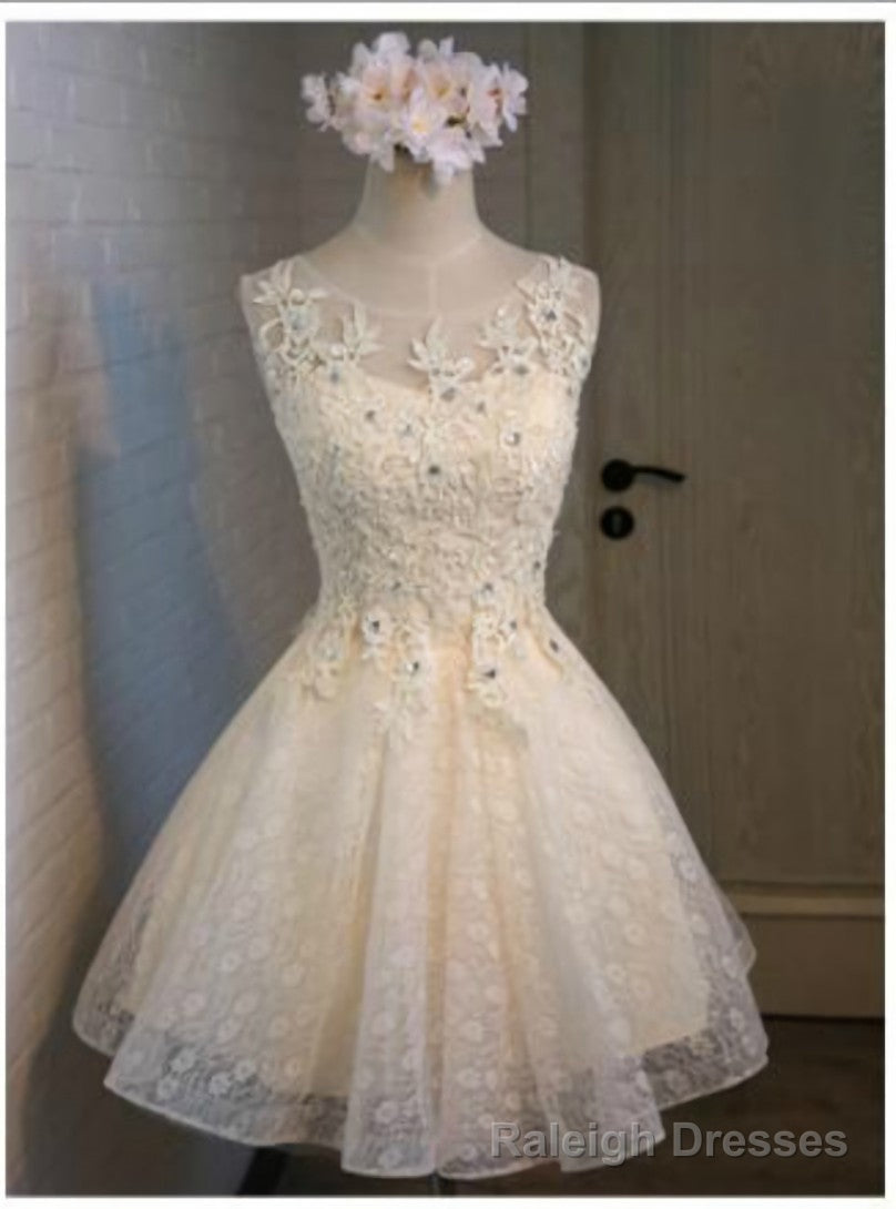 Yellow Lace Appliques Homecoming Dress Main image