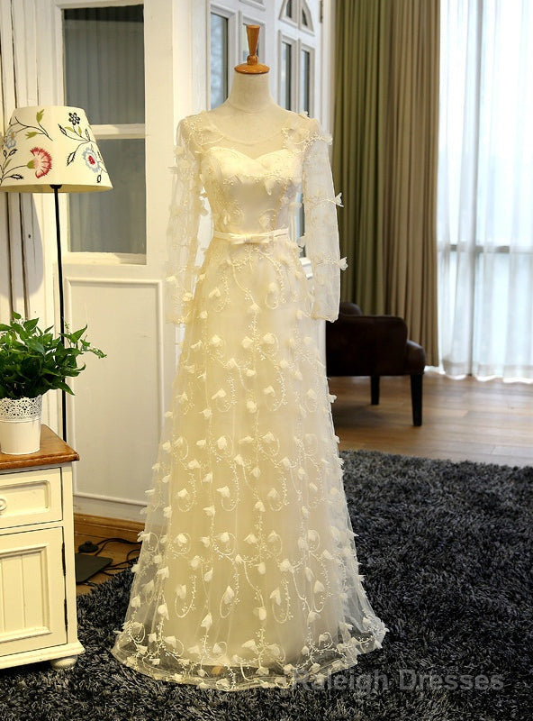 Yellow Long Sleeve Appliques Bridesmaid Dress