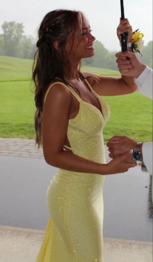Yellow Mermaid Prom Dress Long Shiny Prom Dress Secondary image