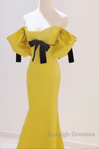 Yellow Mermaid Sweetheart Prom Dress, Off Shoulder Yellow Evening Dress