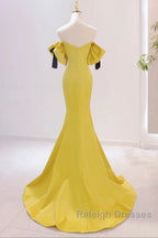 Yellow Mermaid Sweetheart Prom Dress, Off Shoulder Yellow Evening Dress