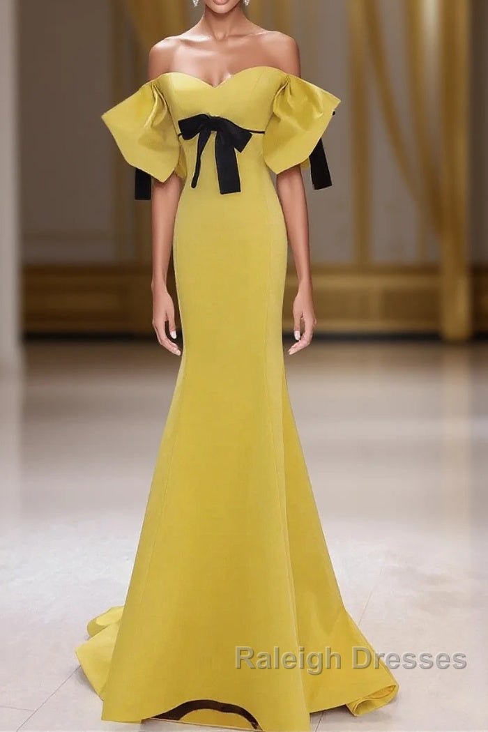 Yellow Mermaid Sweetheart Prom Dresses Off Shoulder Yellow Prom Dresses Main image