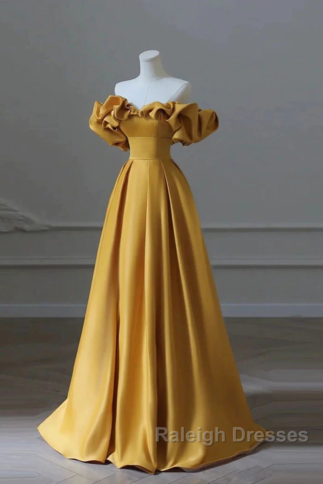 Yellow Off Shoulder Long Formal Evening Dresses Prom Dress Secondary image