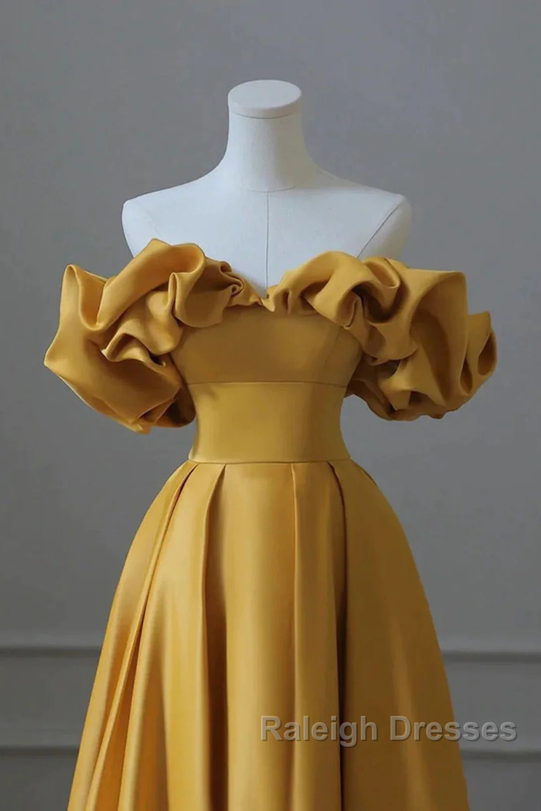 Yellow Off Shoulder Long Formal Evening Dresses Prom Dress