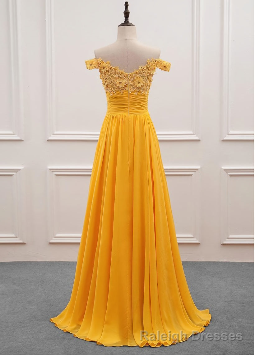 Yellow Off Shoulder Long Party Dress, Sweetheart Formal Dress Secondary image