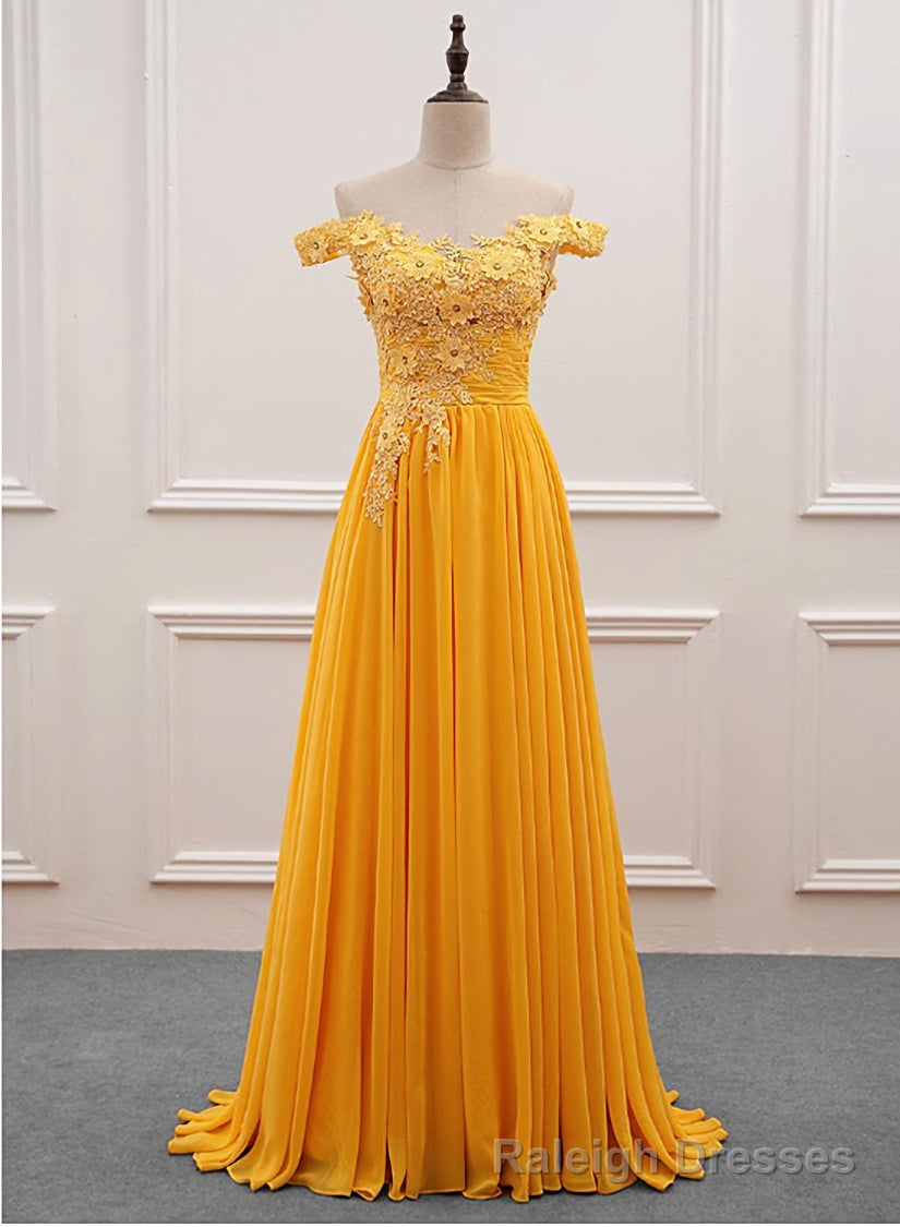 Yellow Off Shoulder Long Party Dress, Sweetheart Formal Dress Main image