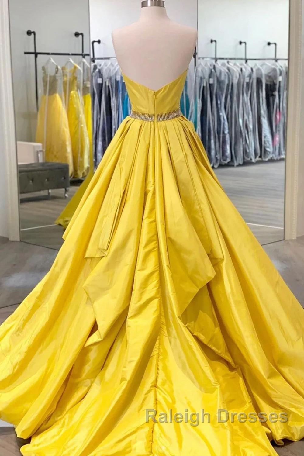 Yellow Prom Dresses A Line Sweetheart Long Prom Dresses with Beading Secondary image