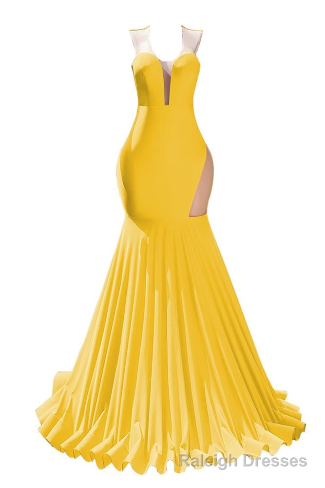 Yellow Prom Dresses Sexy Mermaid Women Prom Dress Sleeveless Open Back Main image