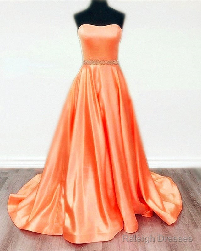 Yellow Satin Strapless Ball Gown Dresses Beaded Sashes Secondary image