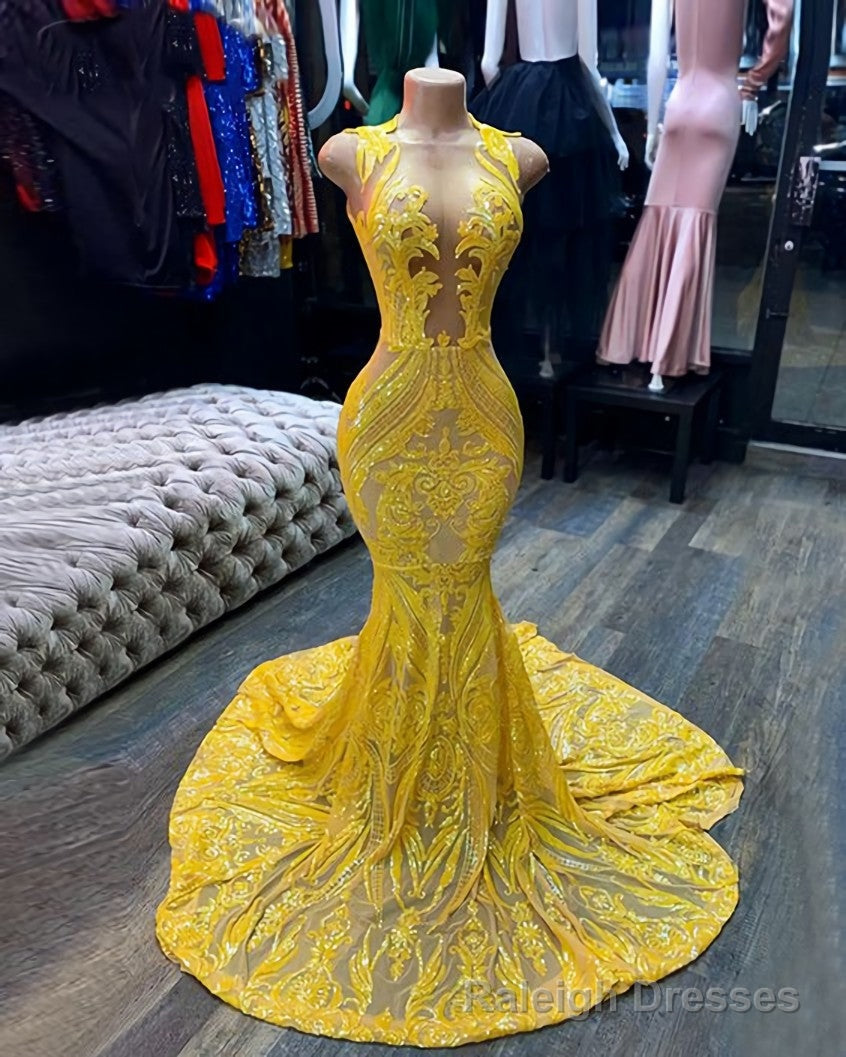 Yellow Sparkly Prom Dress,Mermaid Iridescent Dresses Main image