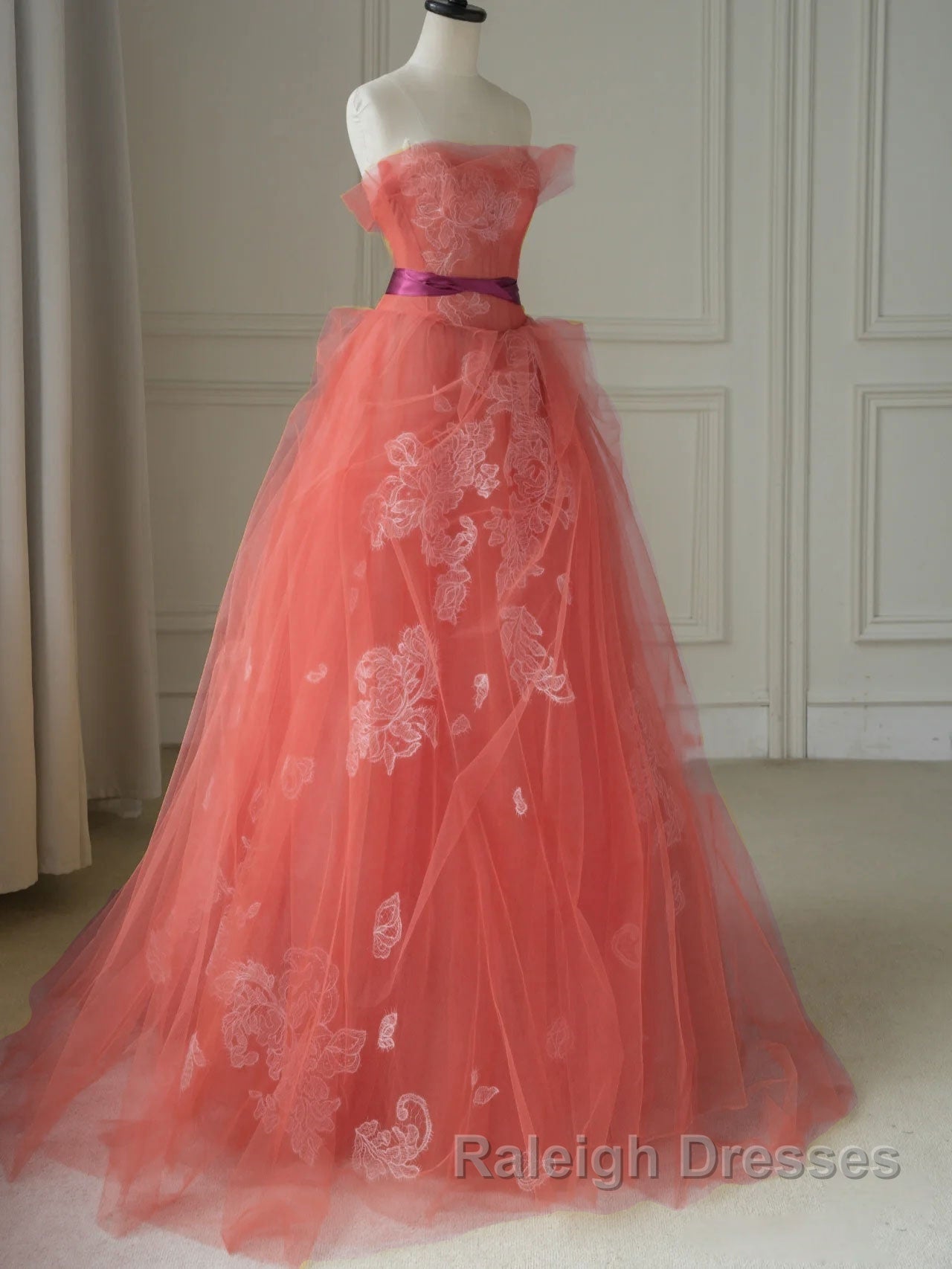 Yellow tulle lace long prom dress, yellow tulle formal dress Secondary image