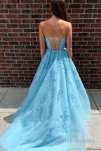 Yellow Tulle Prom Dress with Appliques