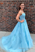 Yellow Tulle Prom Dress with Appliques