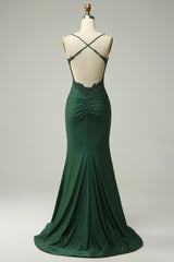 Sparkly Dark Green Beaded Long Prom Dress with Appliques