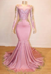 Mermaid Long Sleeves Blushing Pink Sweetheart African American Long 2023 Prom Dresses