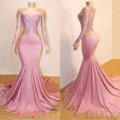 Mermaid Long Sleeves Blushing Pink Sweetheart African American Long 2023 Prom Dresses