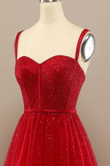 Red Sweetheart Prom Dress with Beading