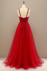 Red Sweetheart Prom Dress with Beading