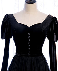 Black Tulle Long Prom Dress, Black Tulle Formal Dress