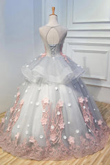 Gorgeous Ball Gown Sleeveless Appliques Long Prom Dresses Quinceanera Dress
