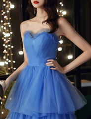 Blue Sweetheart Strapless Formal Graduation Dress Sweet 16 Dress