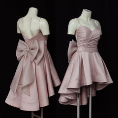 High Low Style Sweetheart Bow Back Satin homecoming dresses
