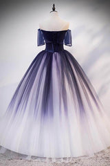 Ombre Ball Gown Prom Dress Quinceanera Dress with Delicate Gold Appliques