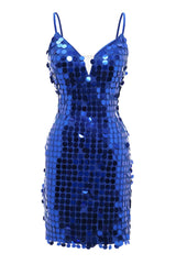 Royal Blue Sparkly Sequins Tight Short Homecoming Dress