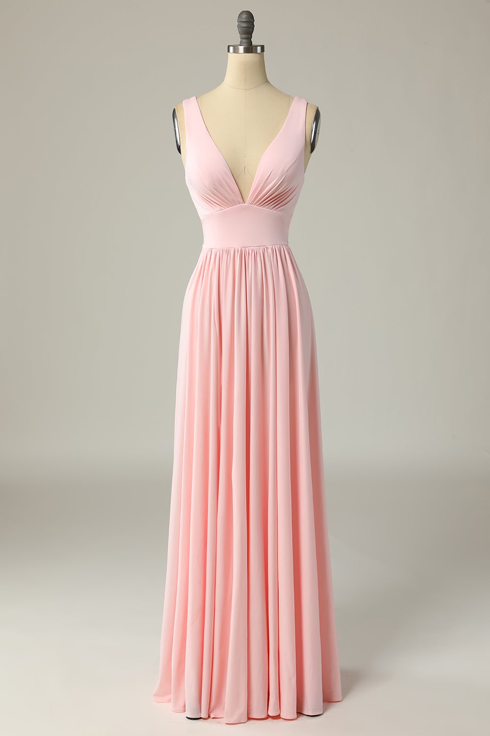 Classic Pink Long Prom Dress with Split Front